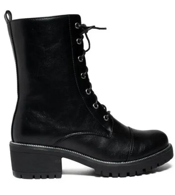 Refresh Black Lace-Up Combat Boots - Image 3