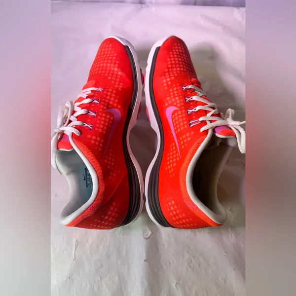 Nike Bright Red Sneakers with Pink Swoosh and White Laces - Image 7