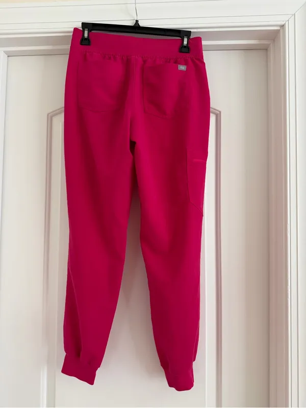 Figs Women's Magenta Jogger Pants with Navy Drawstring - Image 5