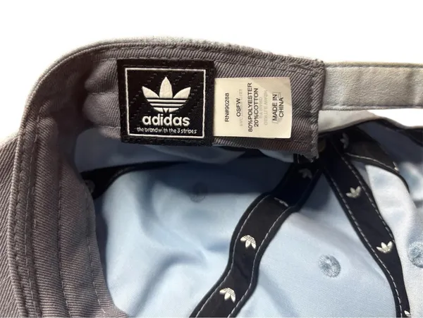 Adidas Light Blue Faux Suede Logo Baseball Hat Adjustable Unisex - Image 4