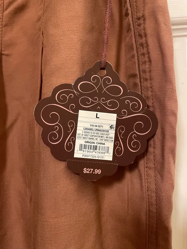 NWT! Knox Rose Women's high-waisted Linen Blend Pants Caramel Brown Size Large - Image 5