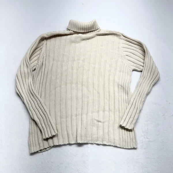 Banana Republic Ribbed Turtleneck Sweater‎ Womens L Cream Classic Cotton Size L - Image 8