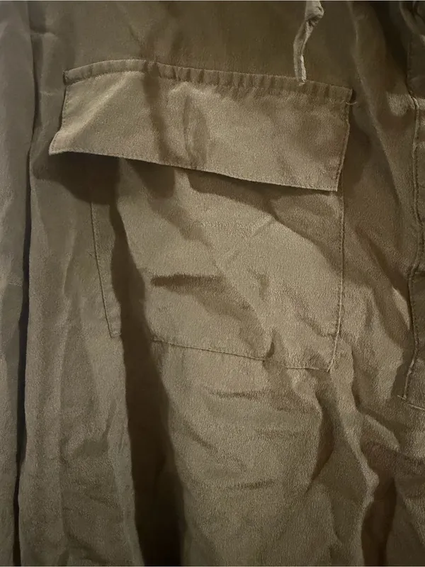 Madewell Olive Green Lace-Up 100% Silk Long Sleeve Blouse - Image 5