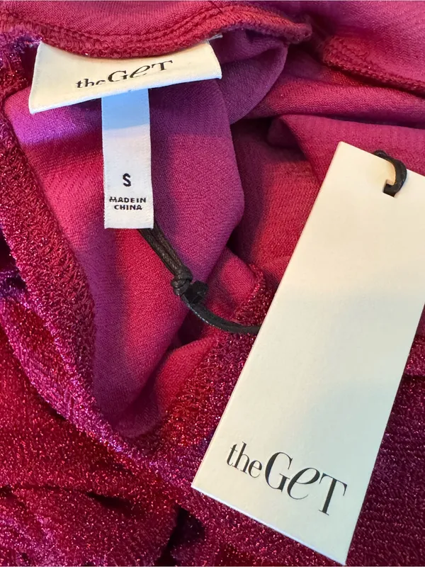 Magenta sparkle Long-Sleeve Mock Neck Dress nwt small - Image 7