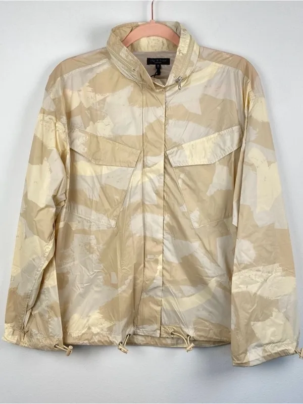 Rag & Bone Beige Camo Hooded Utility Windbreaker Jacket - Image 5