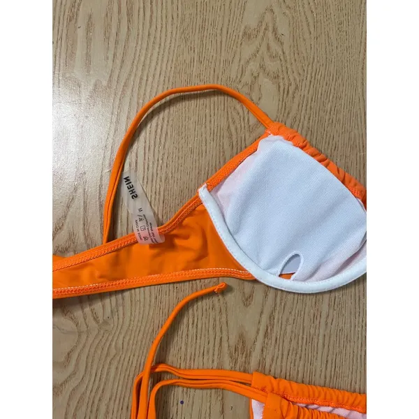 B6 New Women’s 2Pc SHEIN Bikini 👙 Set Cheeky Orange size Medium - Image 5