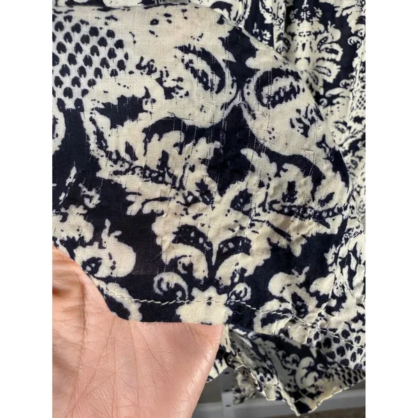 Solitaire Blue Ivory Print Wide Leg Palazzo Pants Rayon‎ Boho Medium - Image 7