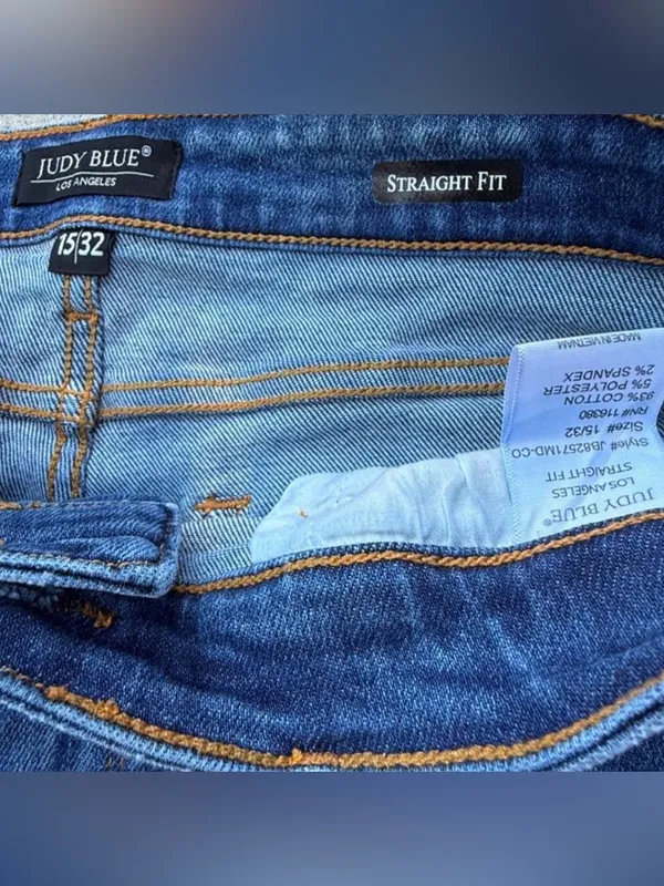 Judy Blue Straight Leg Medium Wash Seamed Denim Jeans Western Size 15/32 - Image 3