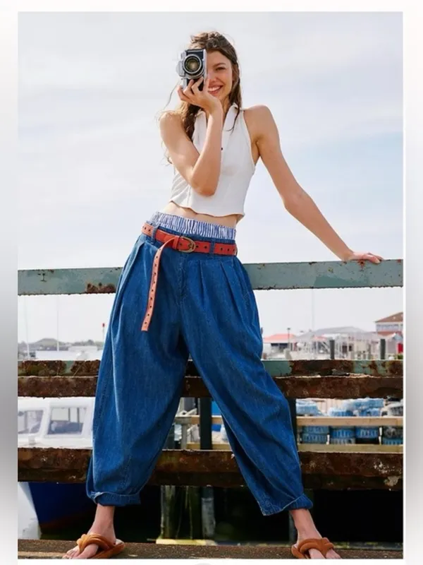 We The Free Medium We The Free Ridley Pull On Cropped Baggy Barrel Jeans S - Image 2