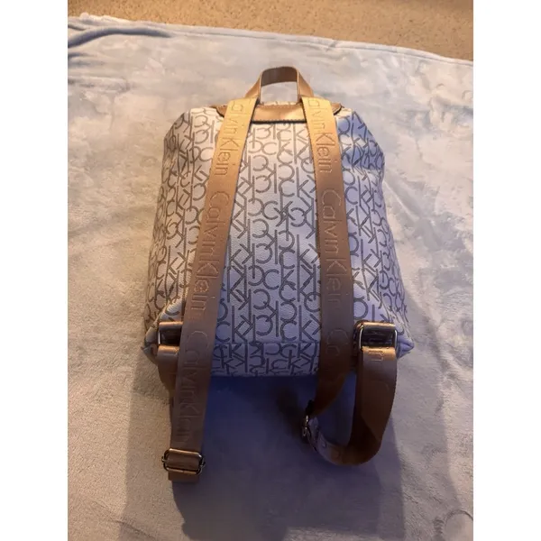 Calvin Klein Monogram Logo Backpack White Tan - Image 6