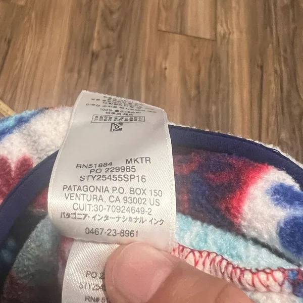 Patagonia Synchilla Snap-T Fleece Pullover XXS Patchwork Print Red Blue Vintage - Image 12