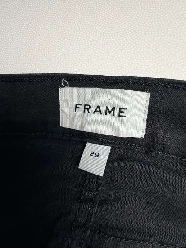 FRAME Ali High Rise Cigarette Jeans Women’s 29 Black Raw Hem Made USA - Image 2
