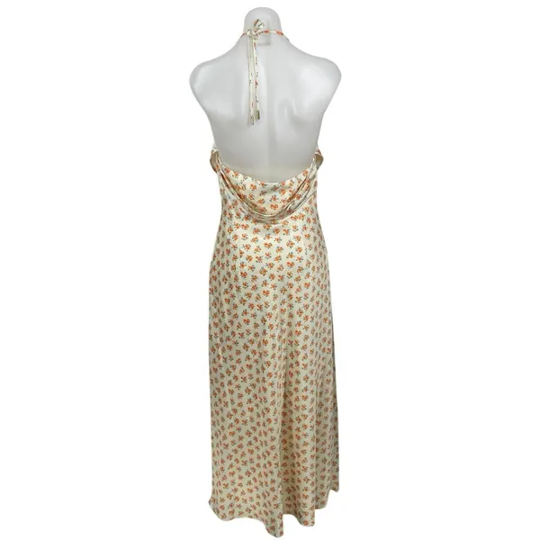 C/Meo Collective Molten Cream Ditsy Floral Cowl Halter Sleeveless Maxi Dress M - Image 4