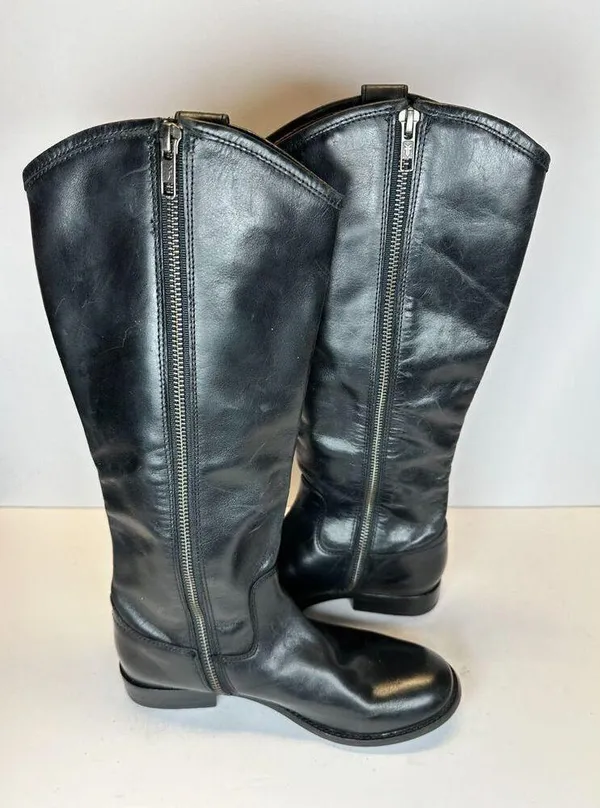 Frye Women's Melissa 3470412 Size 6B Black Riding Boots Leather Inside Zip NWOB - Image 3