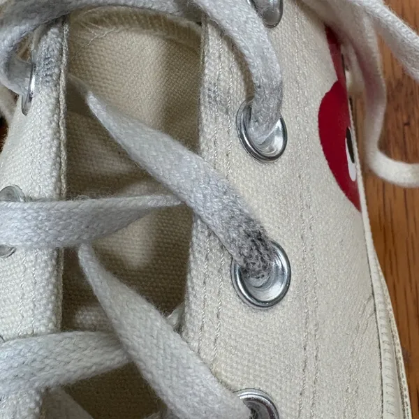 Comme des Garcons PLAY x Converse Chuck Taylor All Star Low Cream‎ Shoes size 6 - Image 15