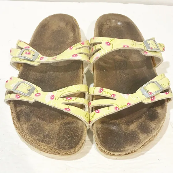 Birkenstock Birkis Yellow Floral Double‎ Strap Size 8 Sandal - Image 2