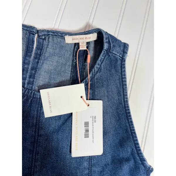 Skies Are Blue Indigo Paneled Denim Swing Top XS Tank Medium Wash Sleeveless - Image 4