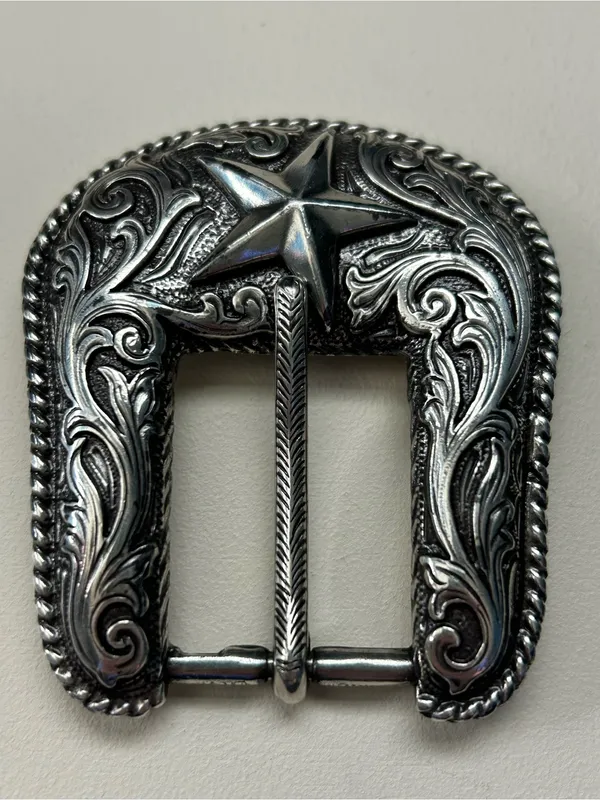 Silver Plated Western Star Embossed Women’s Replacement Belt Buckle - Image 2