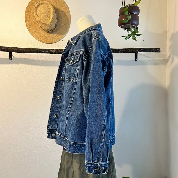 90's St. John's Bay Blue 100% Dark Wash Cotton Denim Boxy Jacket Size Medium - Image 4