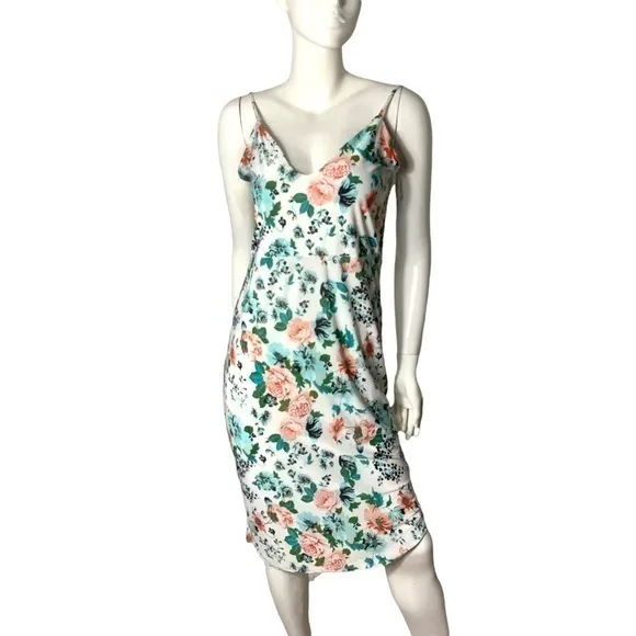 Auditions Floral slip dress bodycon spaghetti strap garden party marked M/L‎ - Image 4