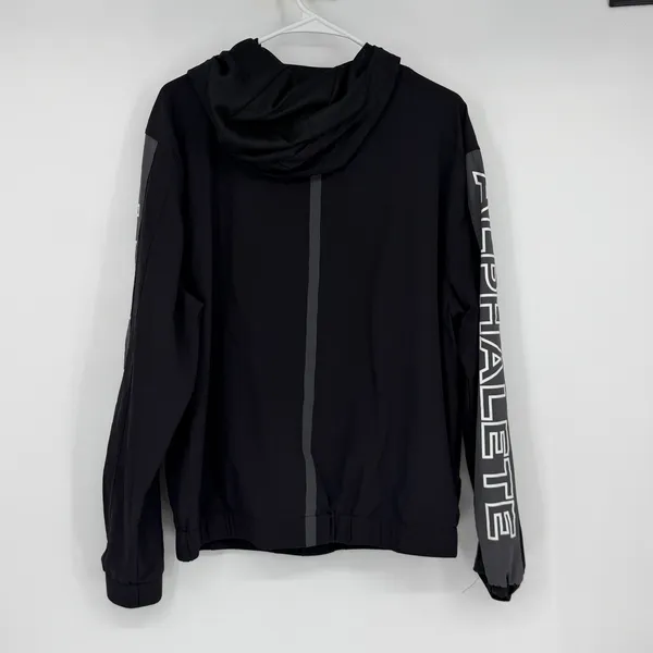 Alphalete EXP Tech Windbreaker Men's XS Black Hooded Quarter Zip Gym Jacket - Image 2