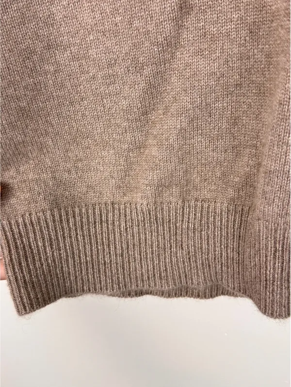 100% Cashmere V-Neck Sweater Vest Taupe Brown Sleeveless Quiet Luxury S M - Image 7