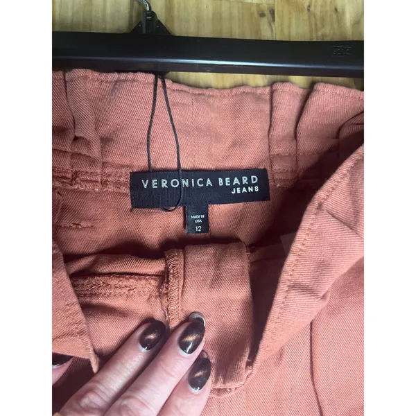 Veronica Beard Karter Paperbag Linen Blend Casual Crop Pants Mocha woman’s 12 - Image 7