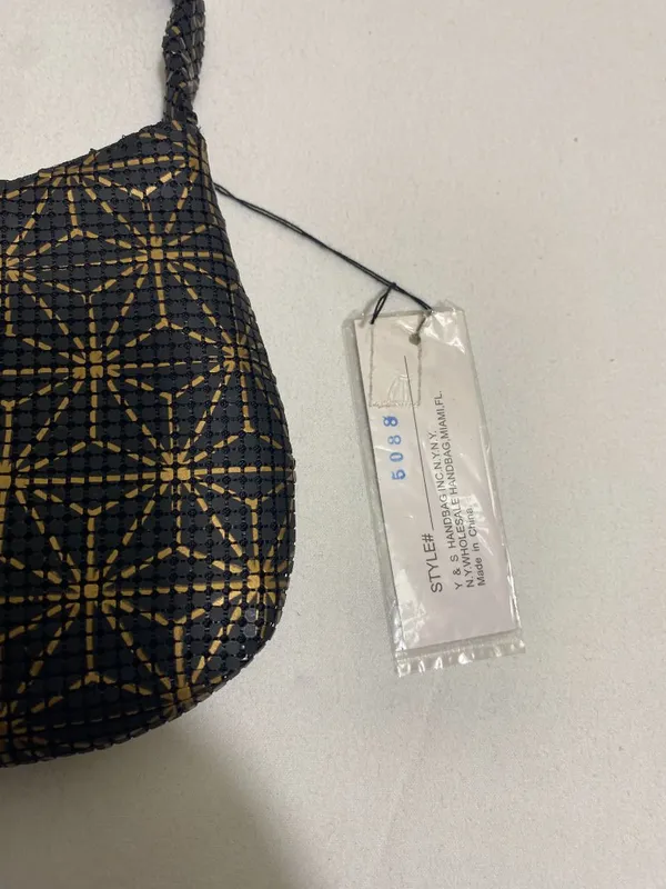 Y & S Original Mini Beaded Shoulder Bag Black Gold Geometric Pattern Y2K NWT - Image 2