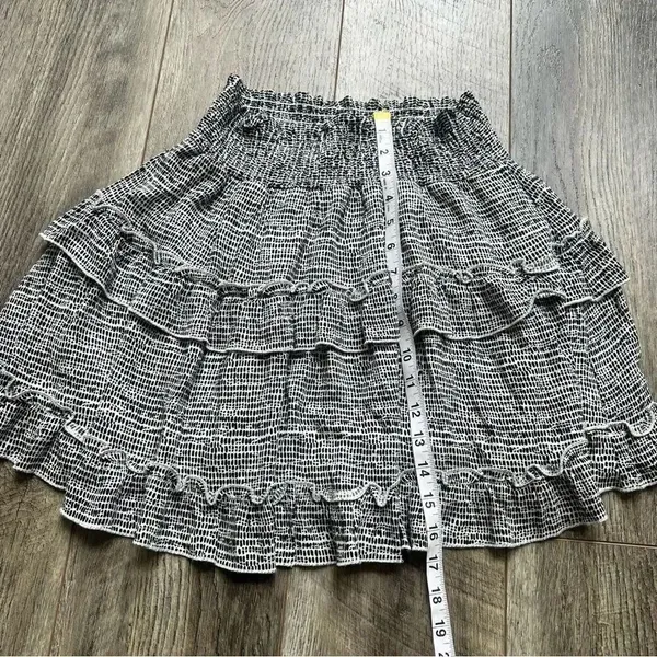 Altar’d State Tiered Ruffle Black and White Printed Smocked Skirt Size Medium - Image 5