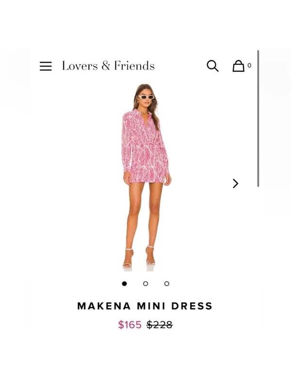 Lovers and Friends Makena Mini Dress Fuchsia Leaf Size S - Image 4