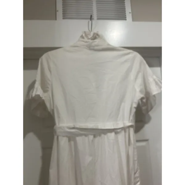 Crown & Ivy White Cotton Tiered Ruffle Midi Dress sz Large Modest Teacher Church - Image 9
