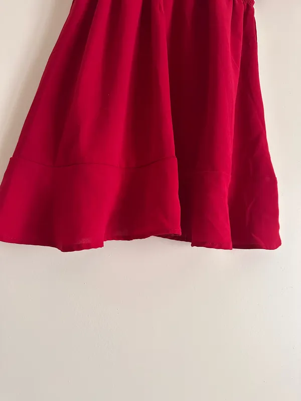 SheIn Red Flutter Sleeve Deep V Neck Fit & Flare Mini Dress L 8/10 - Image 8