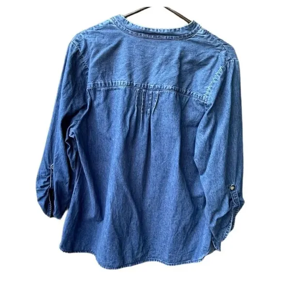 Tantrums size 1X pleated roll tab sleeves denim tunic. - Image 2
