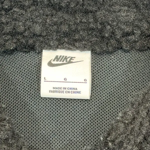 Nike Sherpa Fleece Jacket Large‎ Black Big Swoosh Full Zip Borg Coat - Image 5