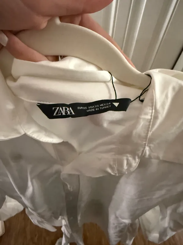 ZARA White Dress Mini Long Sleeve - Image 3