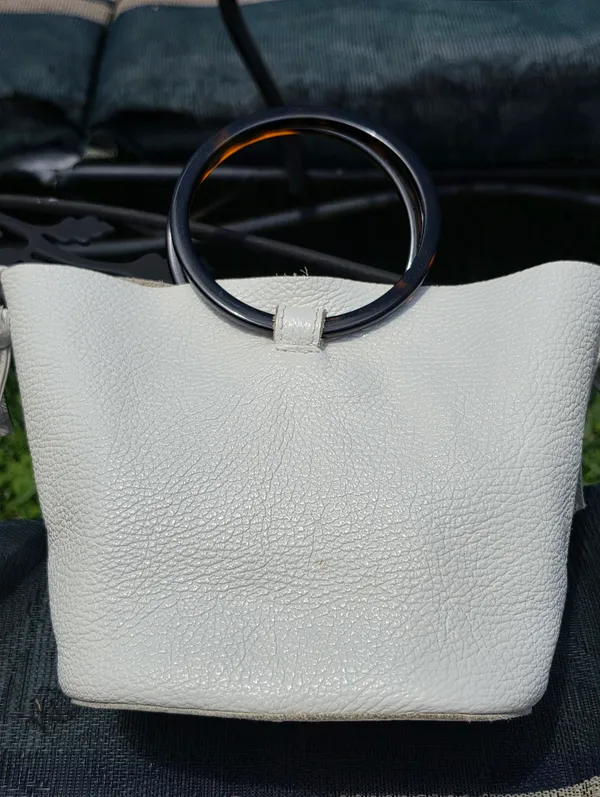 Culbia Small Leather White Handbag Purse With Crossbody Adjustable Strap - Image 4