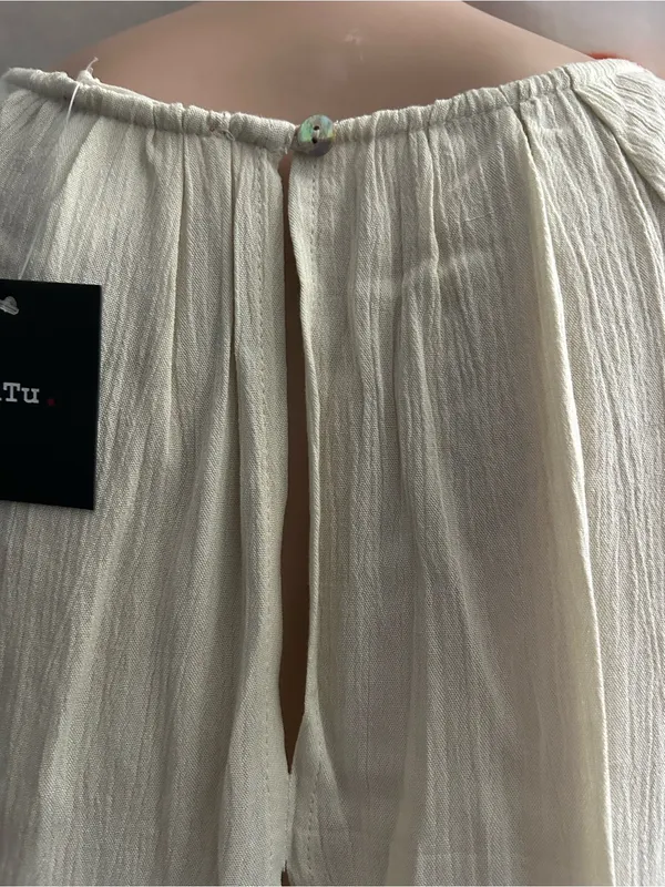 Intu Boho Crochet Yoke Cream Women's Blouse Top SM NWT - Image 10
