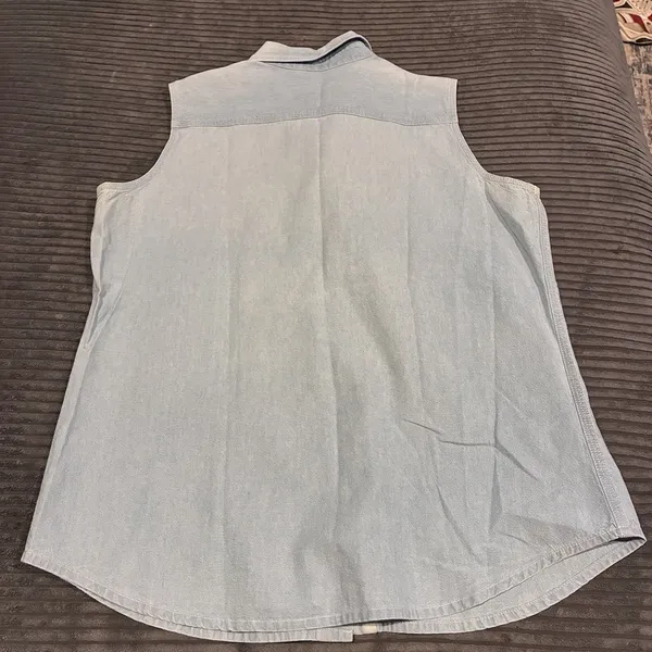 Vintage DISNEY Mickey MOUSE Denim Button Womens M USA Sleeveless Embroidered - Image 9