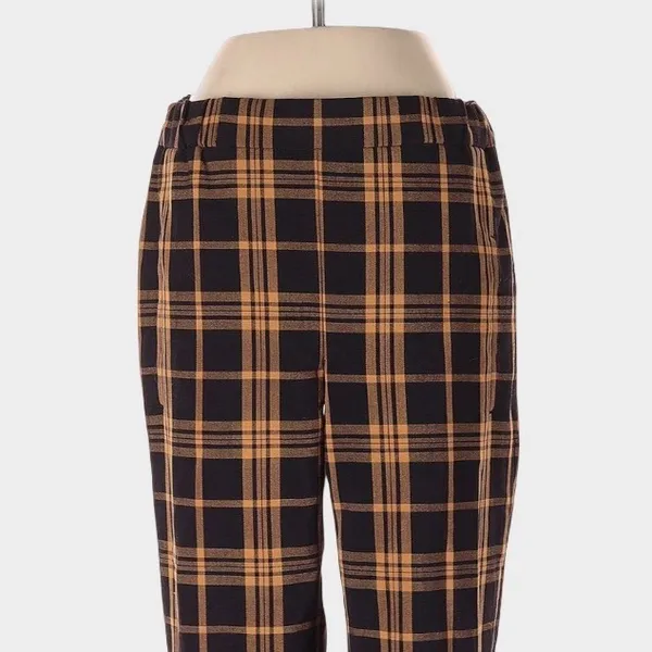 Wilfred Darontal Yellow Brown Plaid Trousers Straight Leg Size 2 Academia Preppy - Image 3