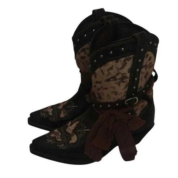 Brown Leopard rockin country Boots sz 7 - Image 3