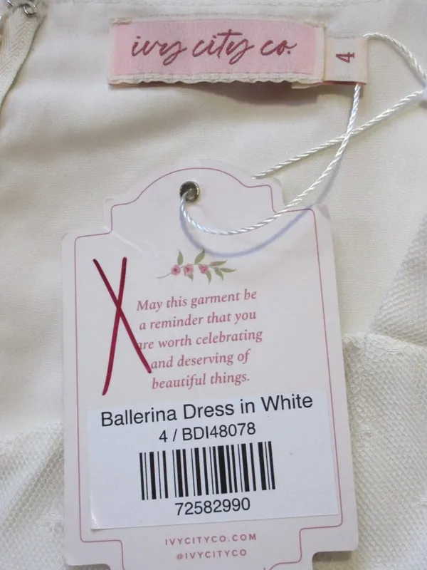 NWT Ivy City Co Ballerina in White Embroidered Tulle Midi Dress 4 Wedding - Image 7
