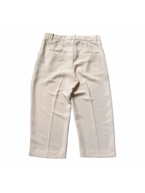 Aritzia Effortless Pant Beige Crepette Cropped Wide Leg Size 14 High Rise Crepe - Image 2