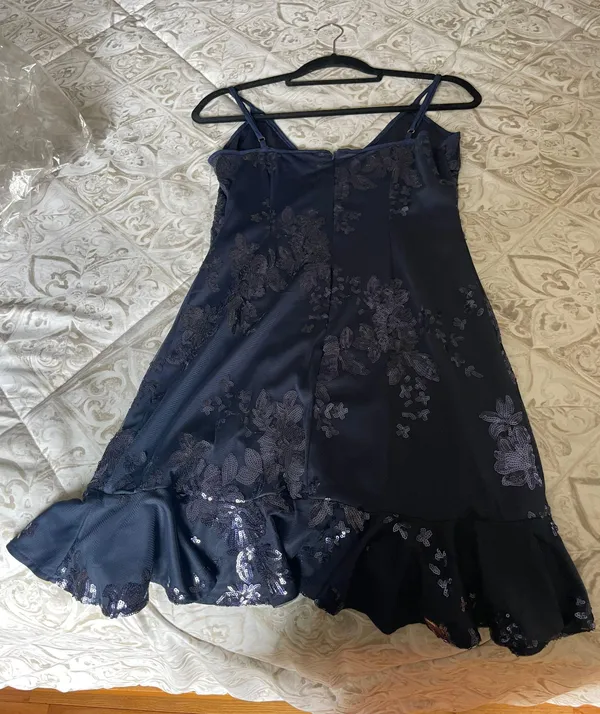 Showpo Navy Sparkly Mini Dress - Image 7