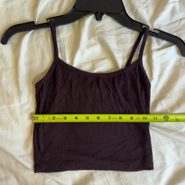 SheIn Dark Brown Ribbed Y2K Crop Cami Tank Top Size Small - Image 3