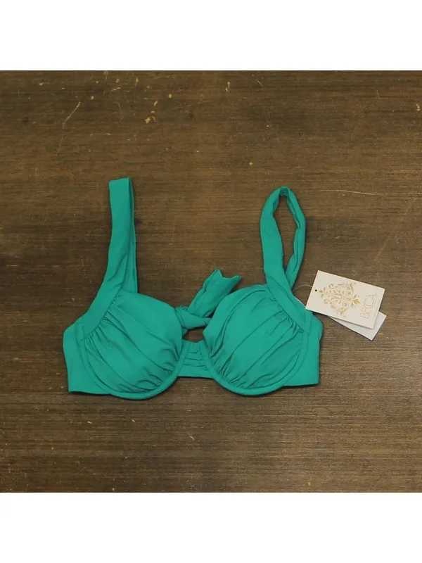 NWT Becca Womens Shirred Underwire Bikini Top Swim 853557 Peacock Blue Green M - Image 9
