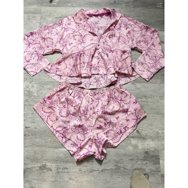 Free People Intimately Beauty Sleep Rose Pink Lounge Set S A4-0011 - Image 2