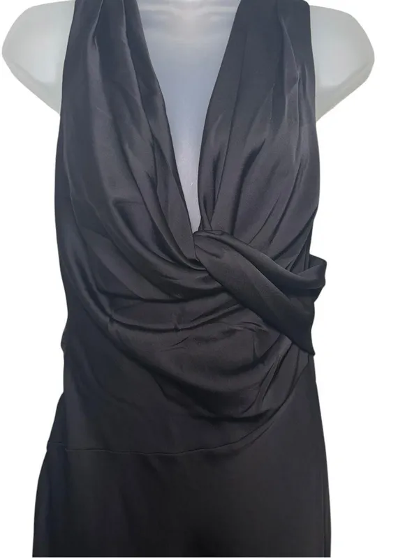 NWT o.p.t Few Moda black satin maxi gown size 10 criss cross twist - Image 6