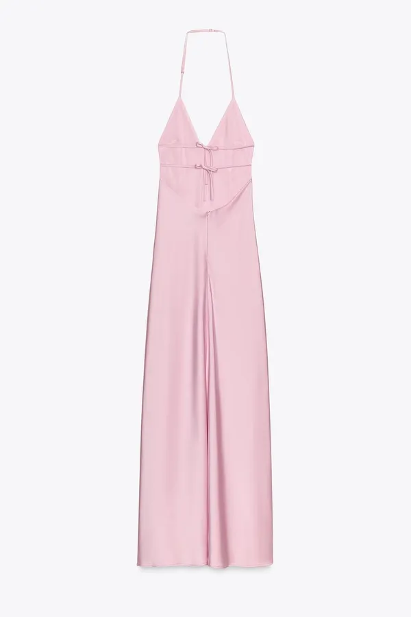 Zara Satin Pink Slip Maxi Dress - Image 4