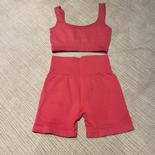 Ribbed Workout Set Pink - Image 2