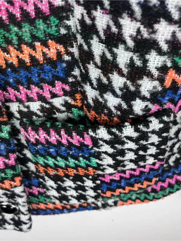 AMANDA UPRICHARD Tweed Multicolored Button Lined Patches Blazer Size Small Chic - Image 10